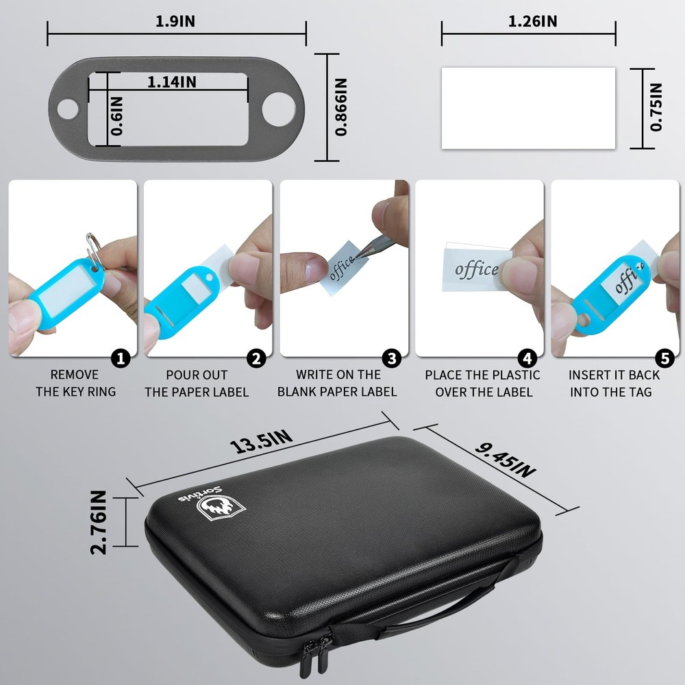 Key Organizer Case, Fireproof & Waterproof Key Holder Storage Bag with 54pcs ...