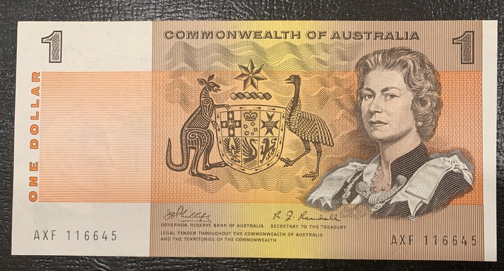 About Uncirculated 1969 Australia $1 One Dollar Note Phillips Randall