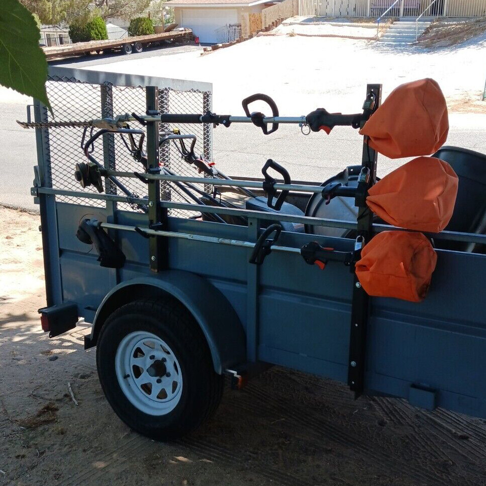 3-Place Weeder Edge Trimmer Rack Holder for open Landscape Trailer Lockable