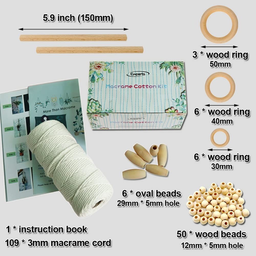 Easy Macrame Kits macrame kits for Adults Beginner 3mm, Kit, Beige