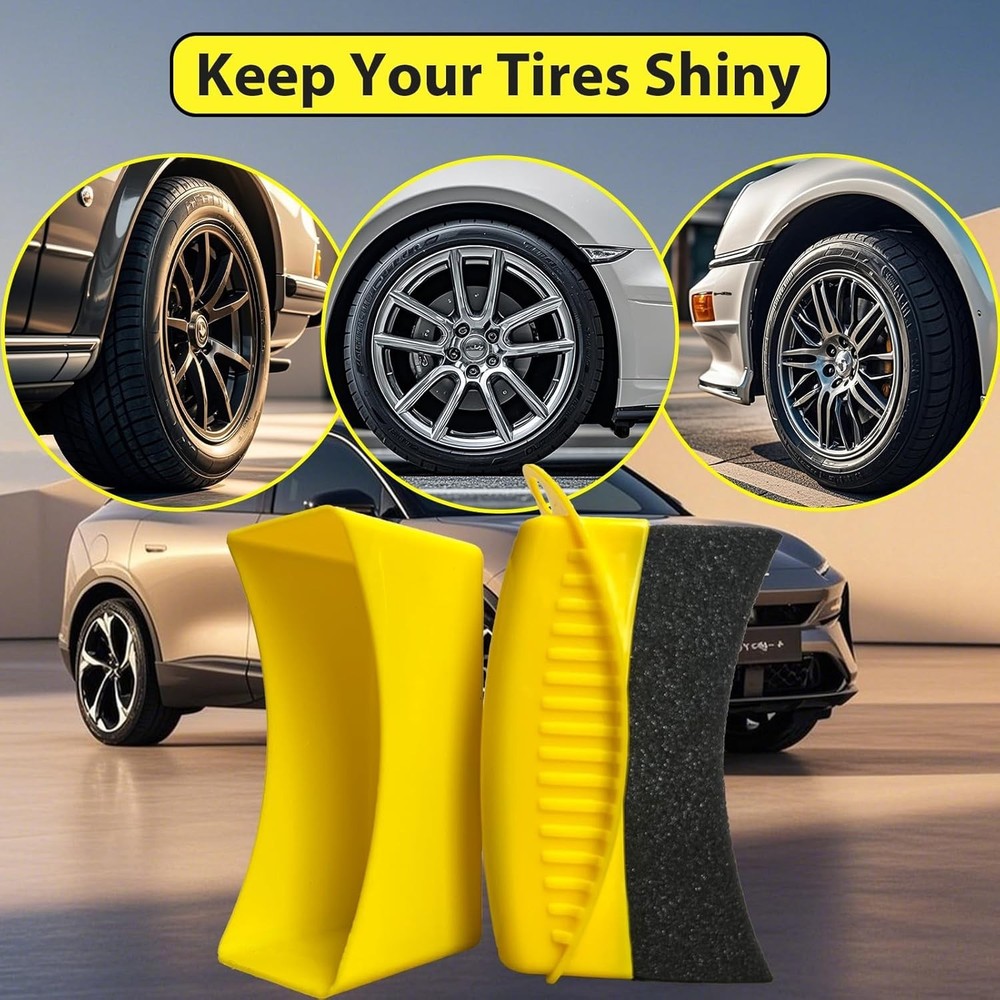 2 Pack Tire Shine Applicator Pads, Reusable Tire Dressing Applicator Sponge, ...