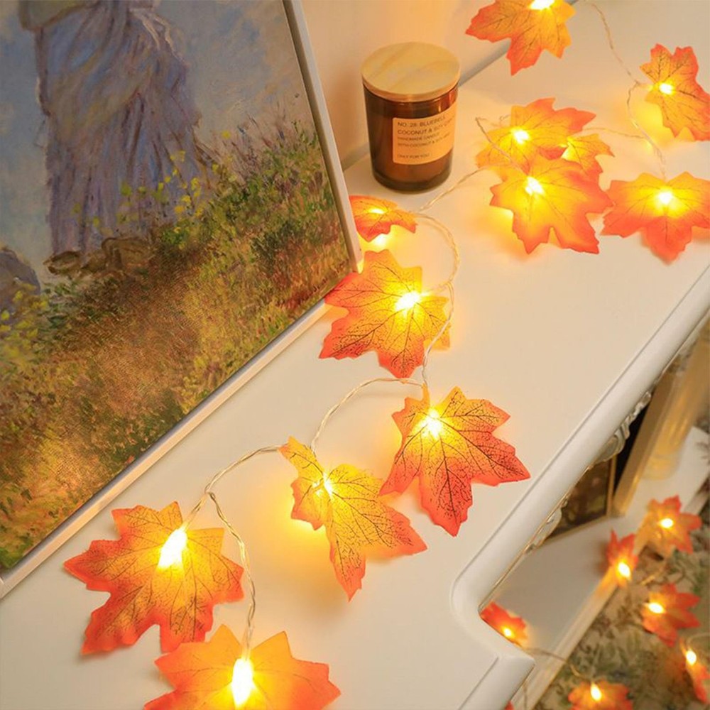 Maple Leaf String Lights Festive 19.69Ft Lighting Lighted Fall Garland