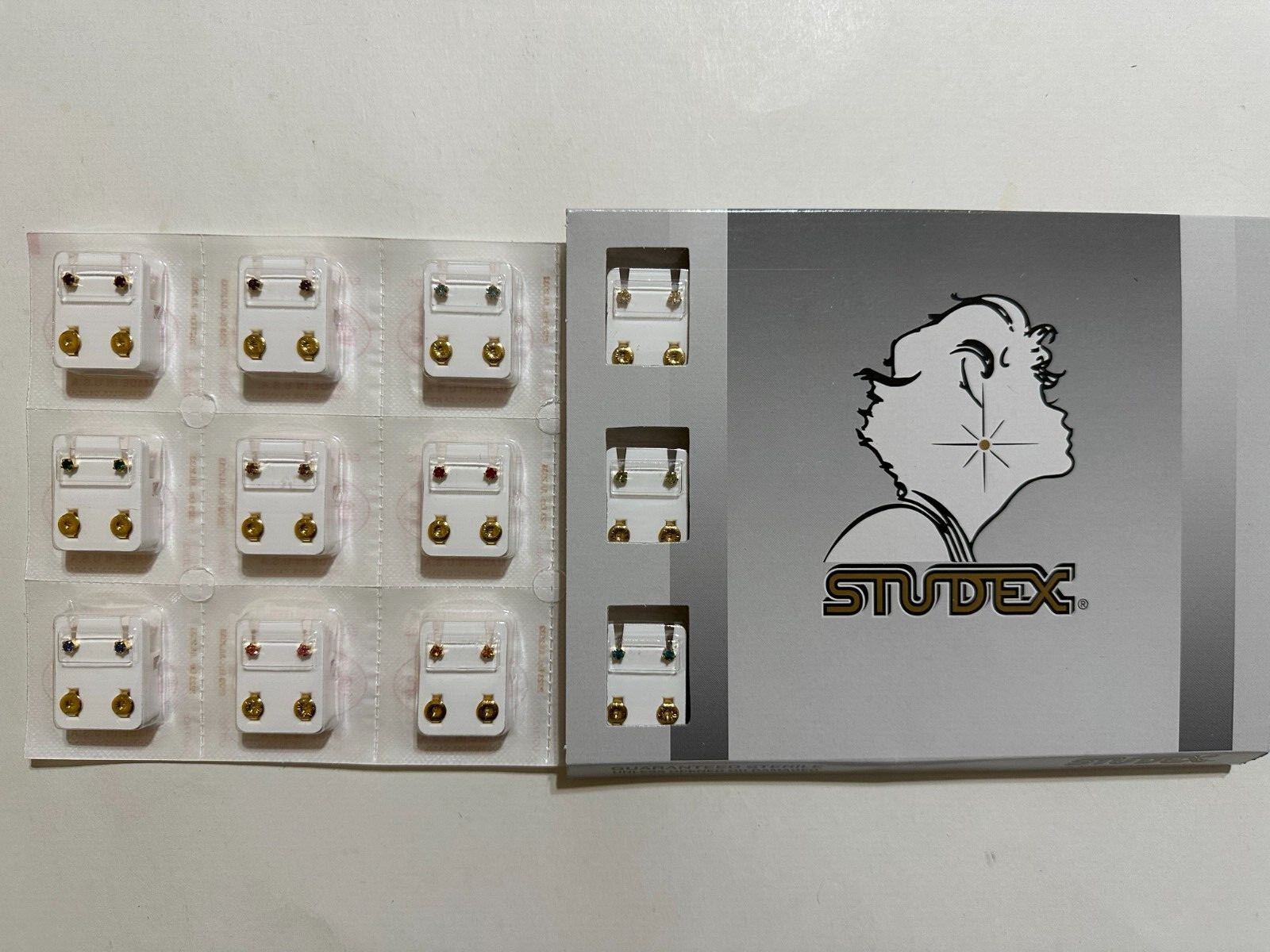 Studex Ear Piercing Gold Plated Regular Tiffany Birthstones 4MM 12 Pairs R113Y