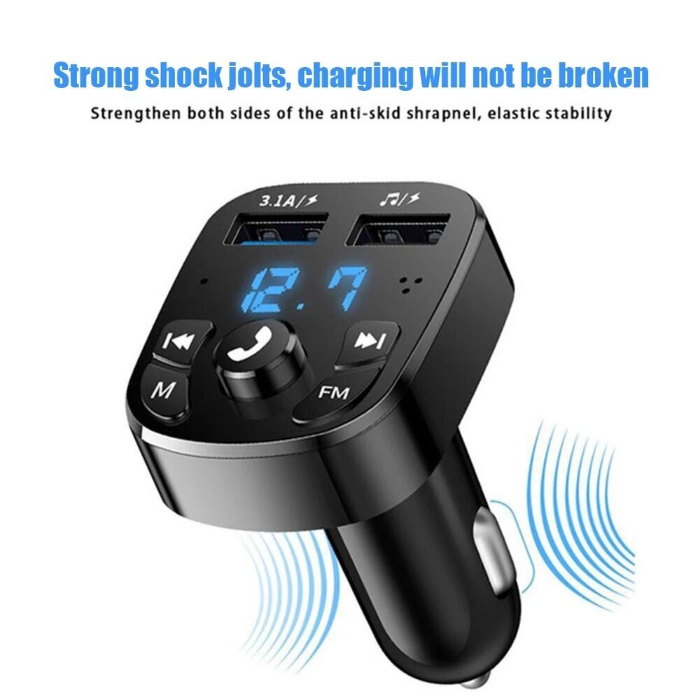 Bluetooth 5.0 Car Wireless FM Transmitter Adapter 2USB PD Charger AUX Hands-Free
