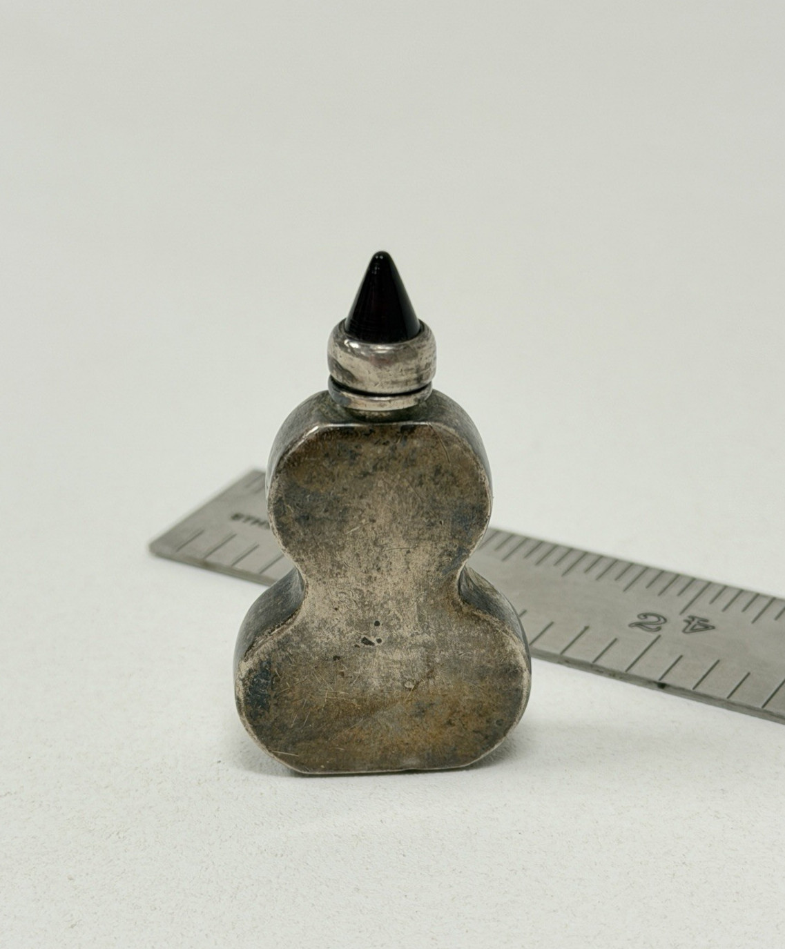 Vintage Sterling Silver 925 Mexican Snuff Perfume Bottle Amber Stone