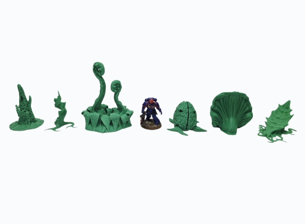 3D Printed Tabletop War Terrain Alien Plants Set D Perfect For 40K / Kill Team