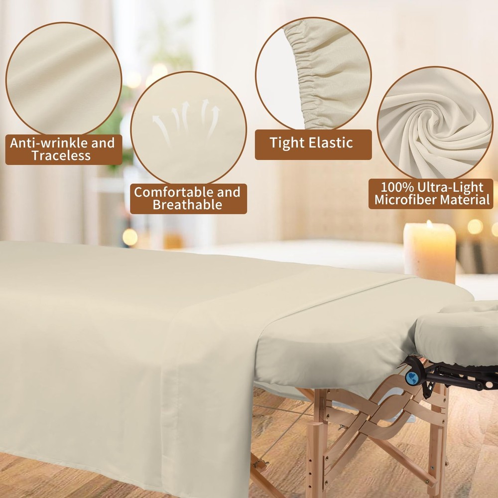 4 Sets Premium Microfiber Massage Table Sheets Set 3 Piece Set Includes Massa...