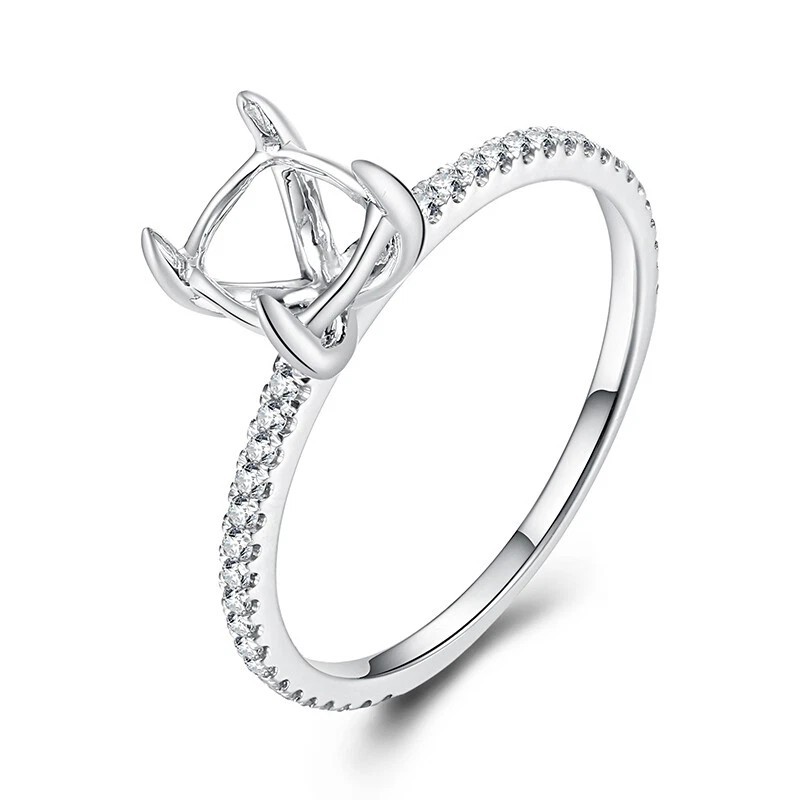 Semi Mount Ring Setting Square 6mm 925 Sterling Silver