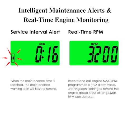 JR-HM058 Digital Hour Meter Tachometer,2 System Options,Countdown Maintenance