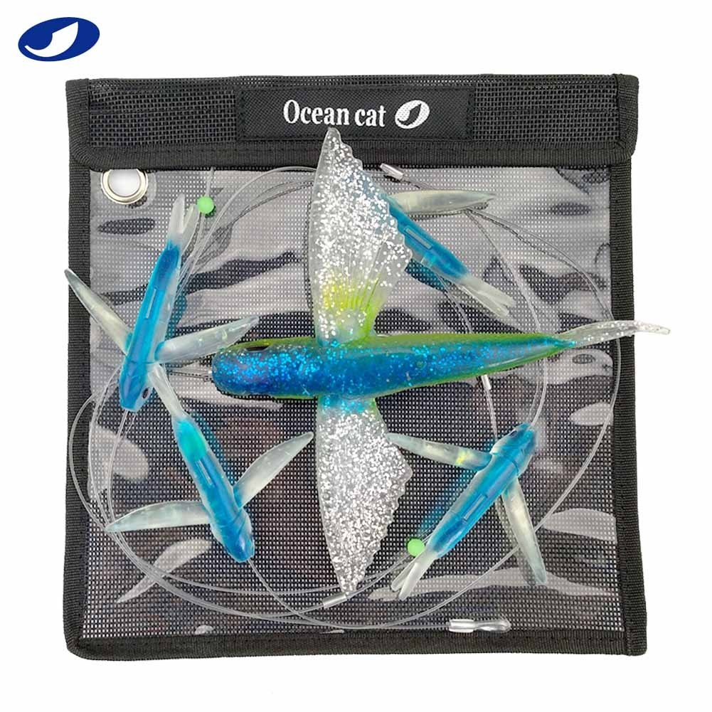 OCEAN CAT Fly Fish Set Saltwater Trolling Bag Fishing Lure Marlin Tuna Mahi waho