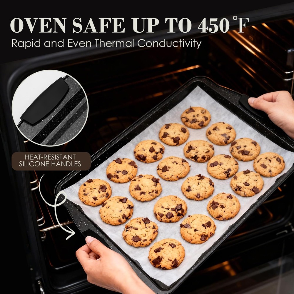AIVIKI 22 Pieces Nonstick Baking Pans Set Stackable Bakeware with Silicone Handl