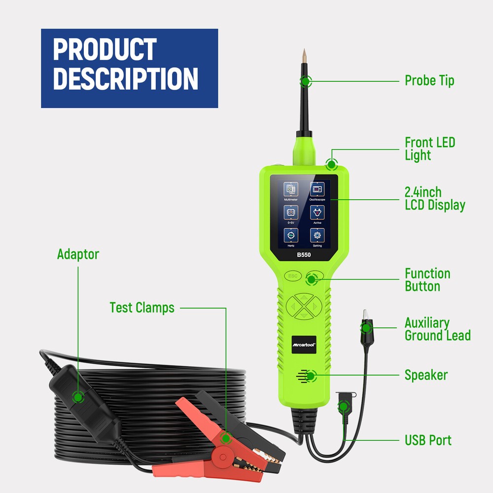 12V/24V Car Circuit Tester Electrical System Voltage Tester AVOmeter Multimeter