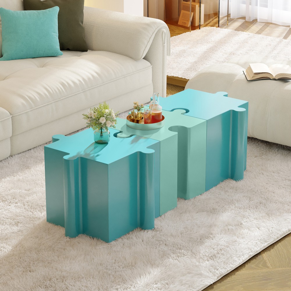 Modular Puzzle Side Table - Light Green, Indoor & Outdoor, Reconfigurable
