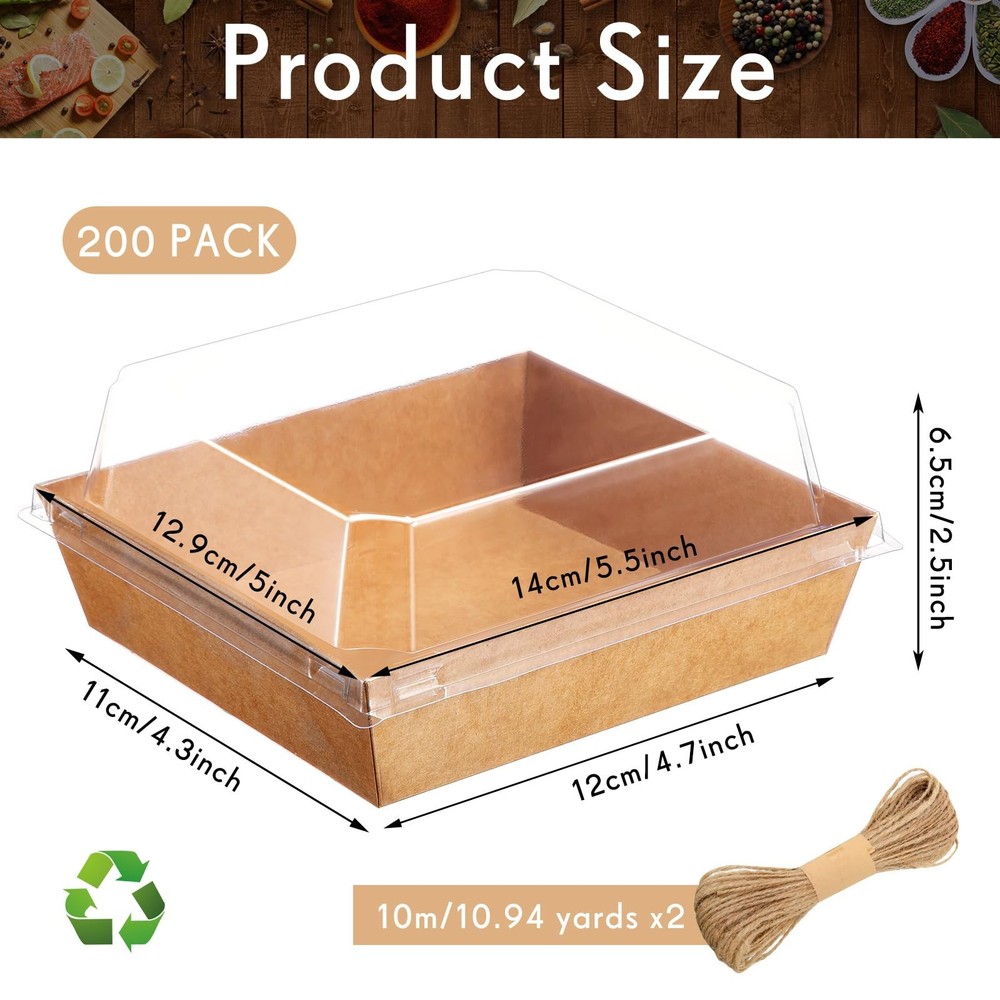 200 Pack Charcuterie Boxes with Clear Lids 5" Boxes Disposable Square Small C...