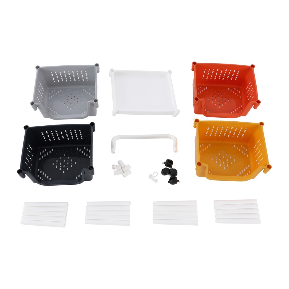 Kitchen Storage Rack 5 Tier Floor-Standing Basket Organizer W/ 2 Practical Hook