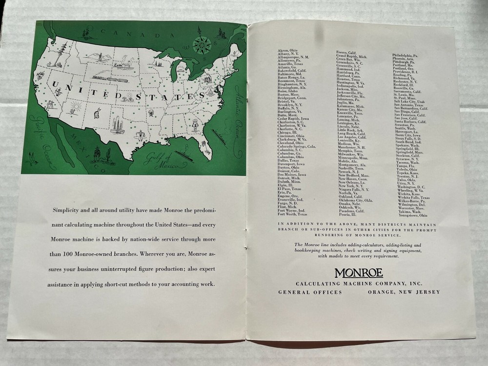 1920-30's Sales Brochure for Monroe Adding Machine Model LA-6-C
