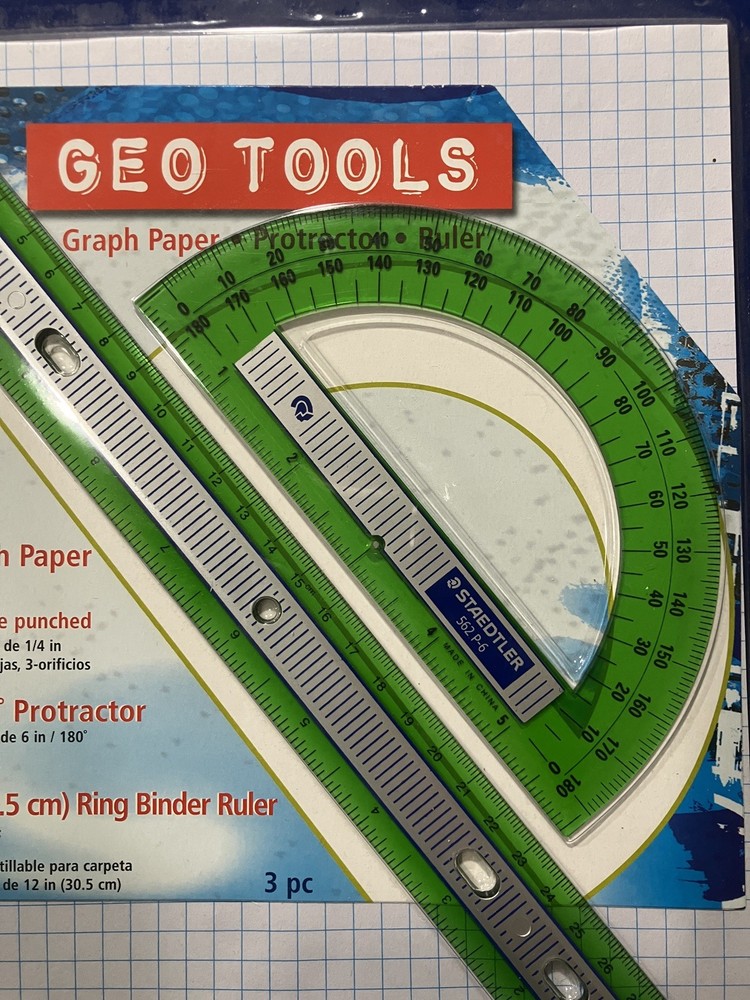 Staedtler GEOTOOLS Graph Paper Protractor Ruler Set NEW