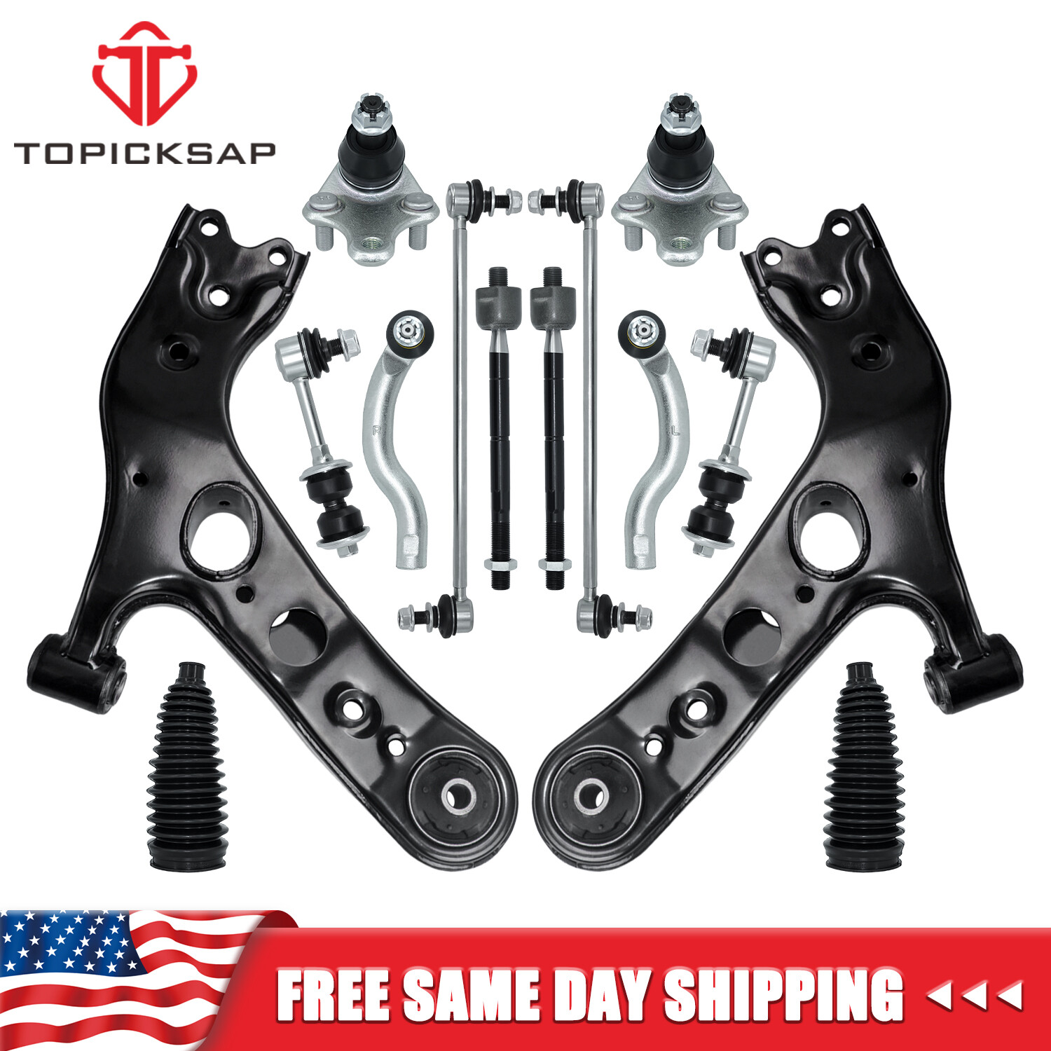 14Pcs Front Lower Control Arm Sway Bar Link Kit Fit 2006 - 2018 Toyota RAV4