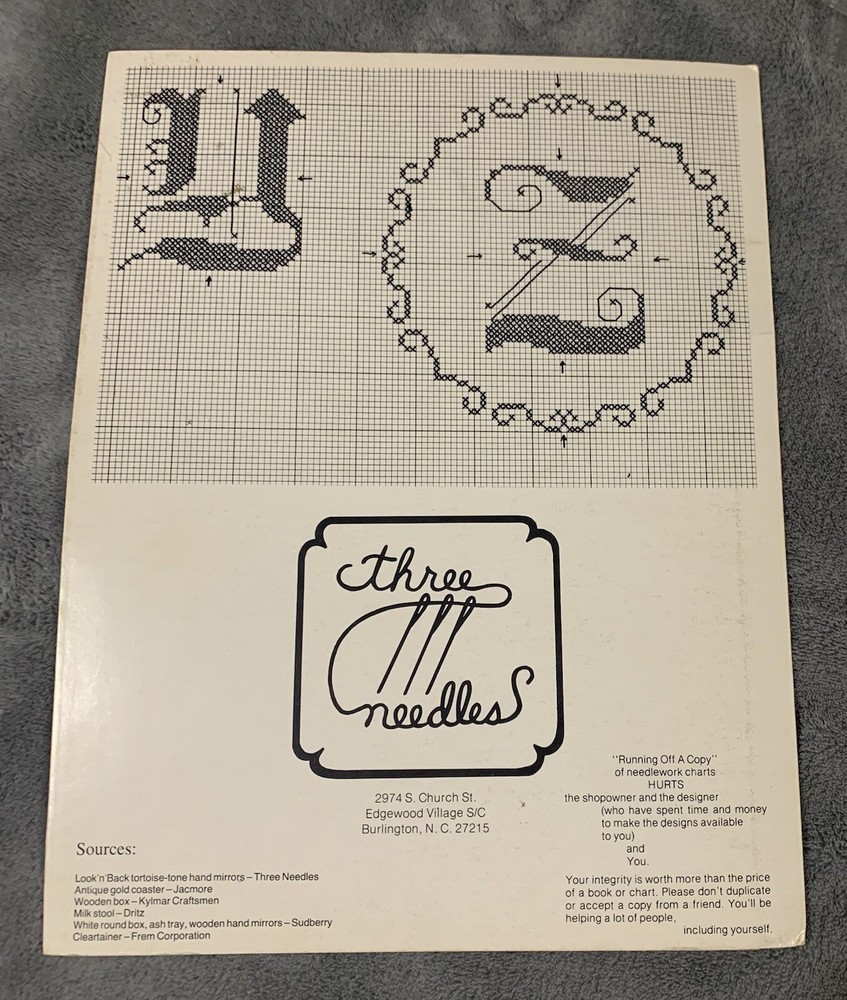 Three Needles Look'n Round Cross Stitch Pattern Leaflet Looking Vtg