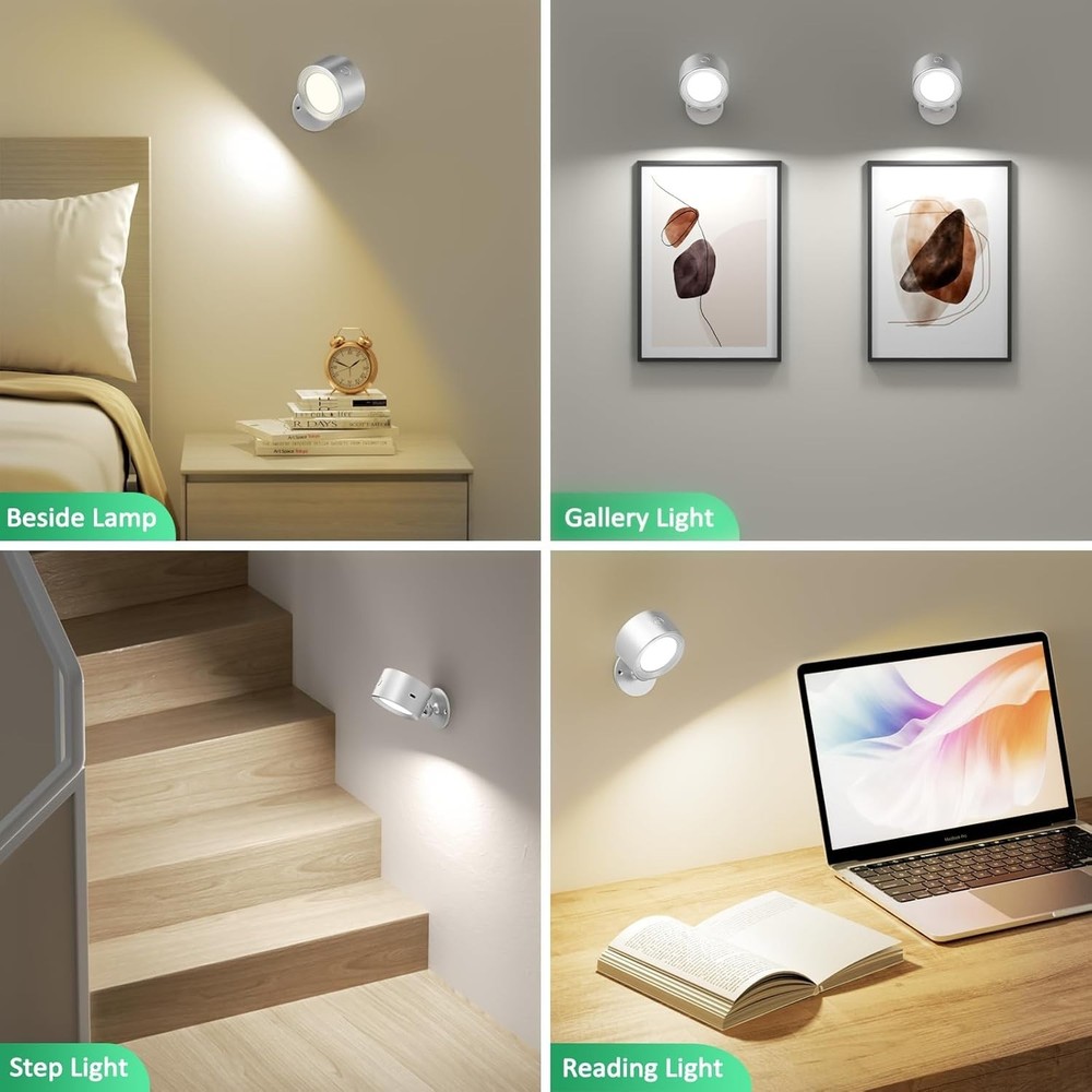Rechargeable LED Wall Lights 2 Pcs Remote Control