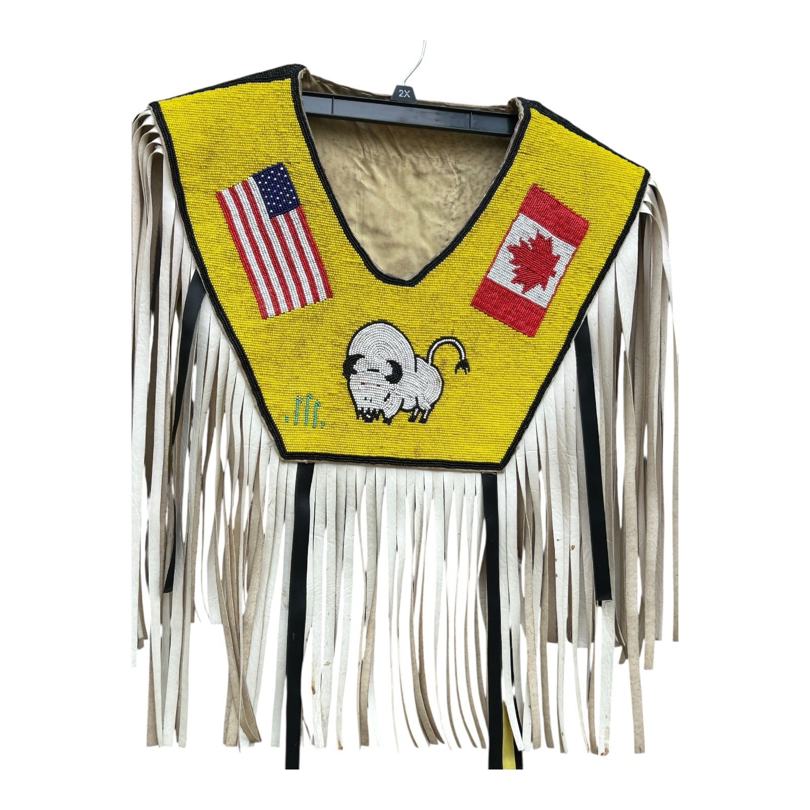 Vintage Native American Pow Wow Regalia Ceremonial Beaded Vest US Canada Buffalo