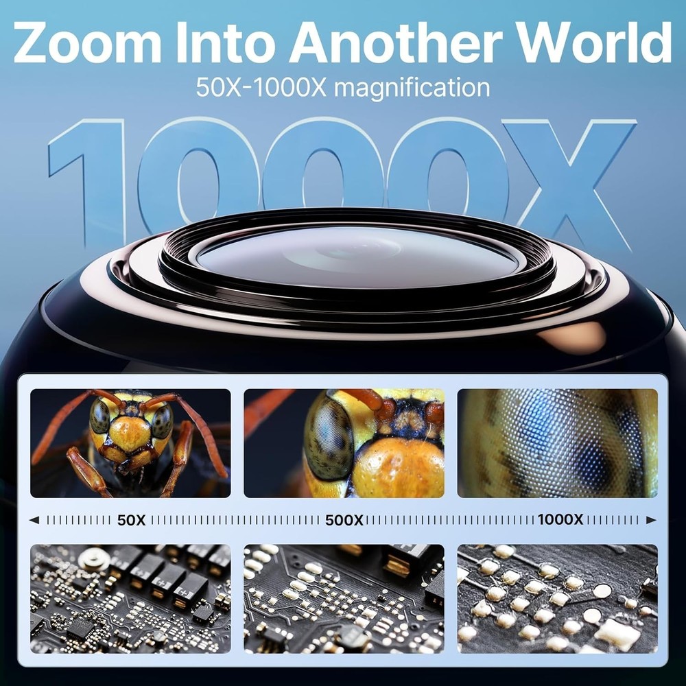 Versatile 1080P USB Digital Microscope with 4.3" LCD and 8 Adjustable LED Lights