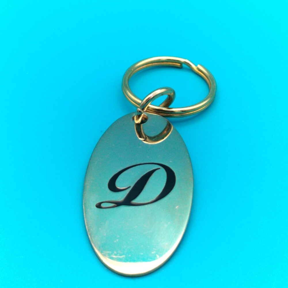 Monogram "D" Initial Solid Brass Premium Keychain