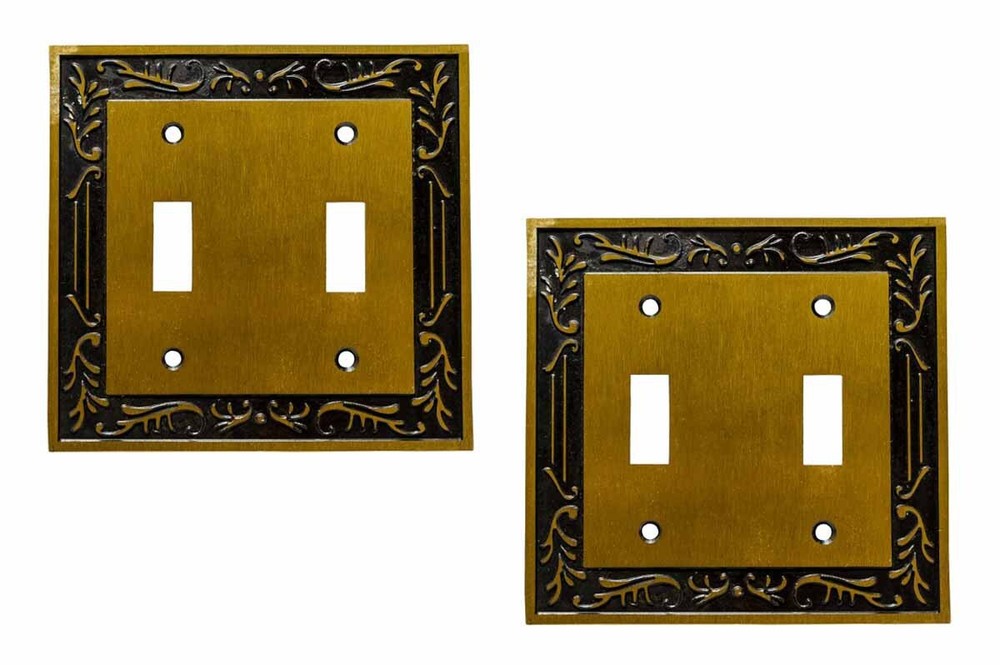 2 Victorian Switch Plate Double Toggle Antique Solid Brass | Renovator's Supply