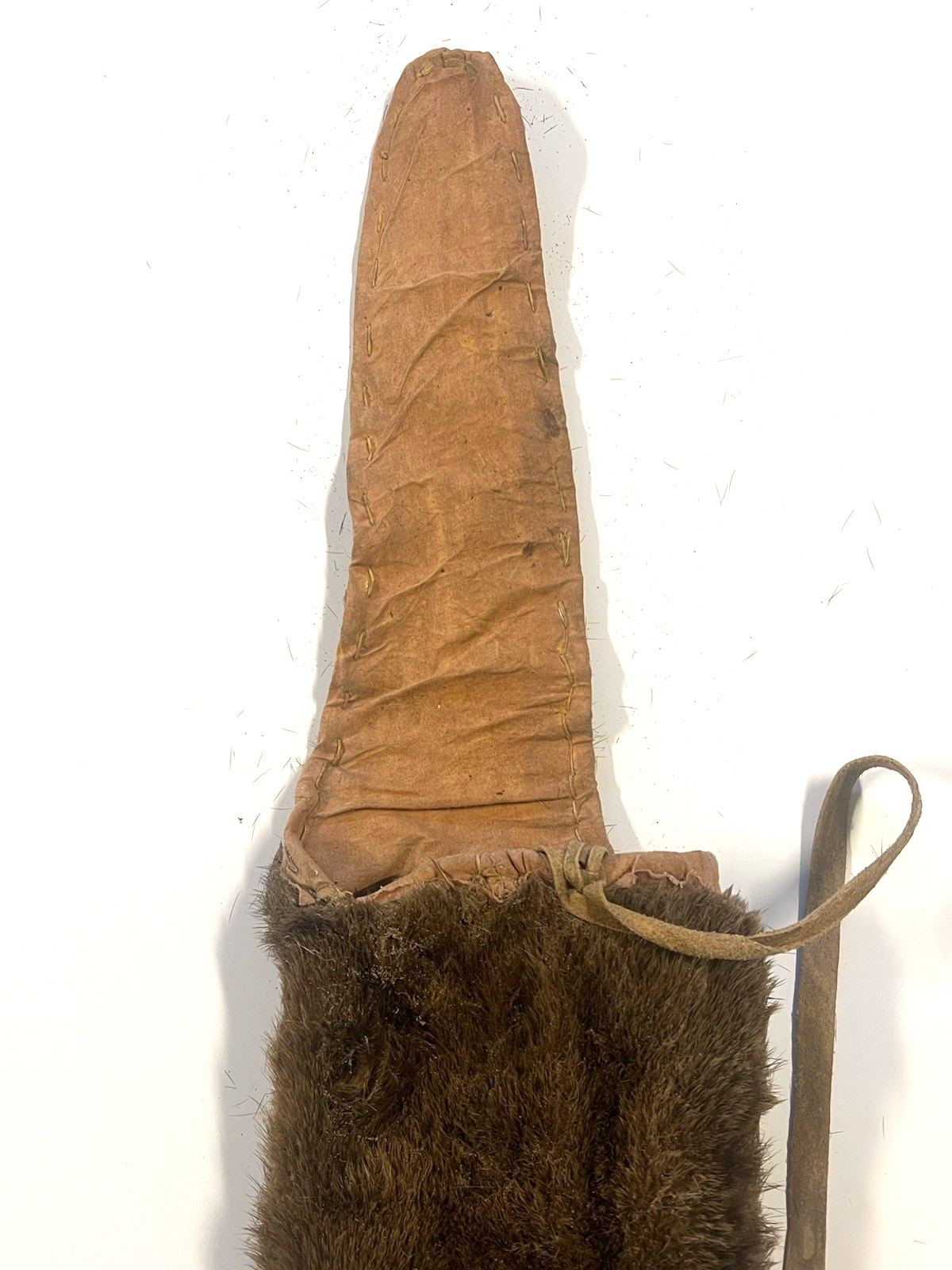 Original Native American Indian Fur Quiver; Old Red Trade; 19th Century