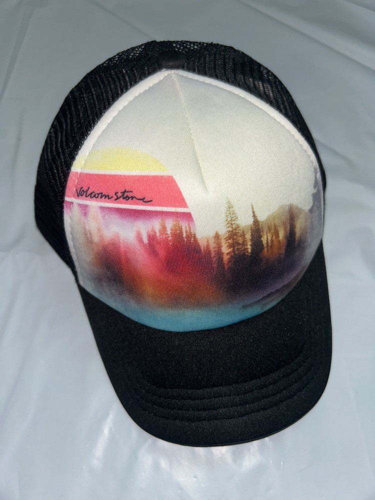 Volcom Black White Pink Snapback Adjustable One-Size Cap Hat