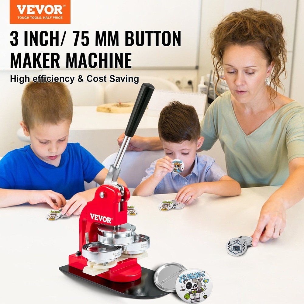 3in 75mm Pin Machine Button Press Kit with Carrying Box Tools