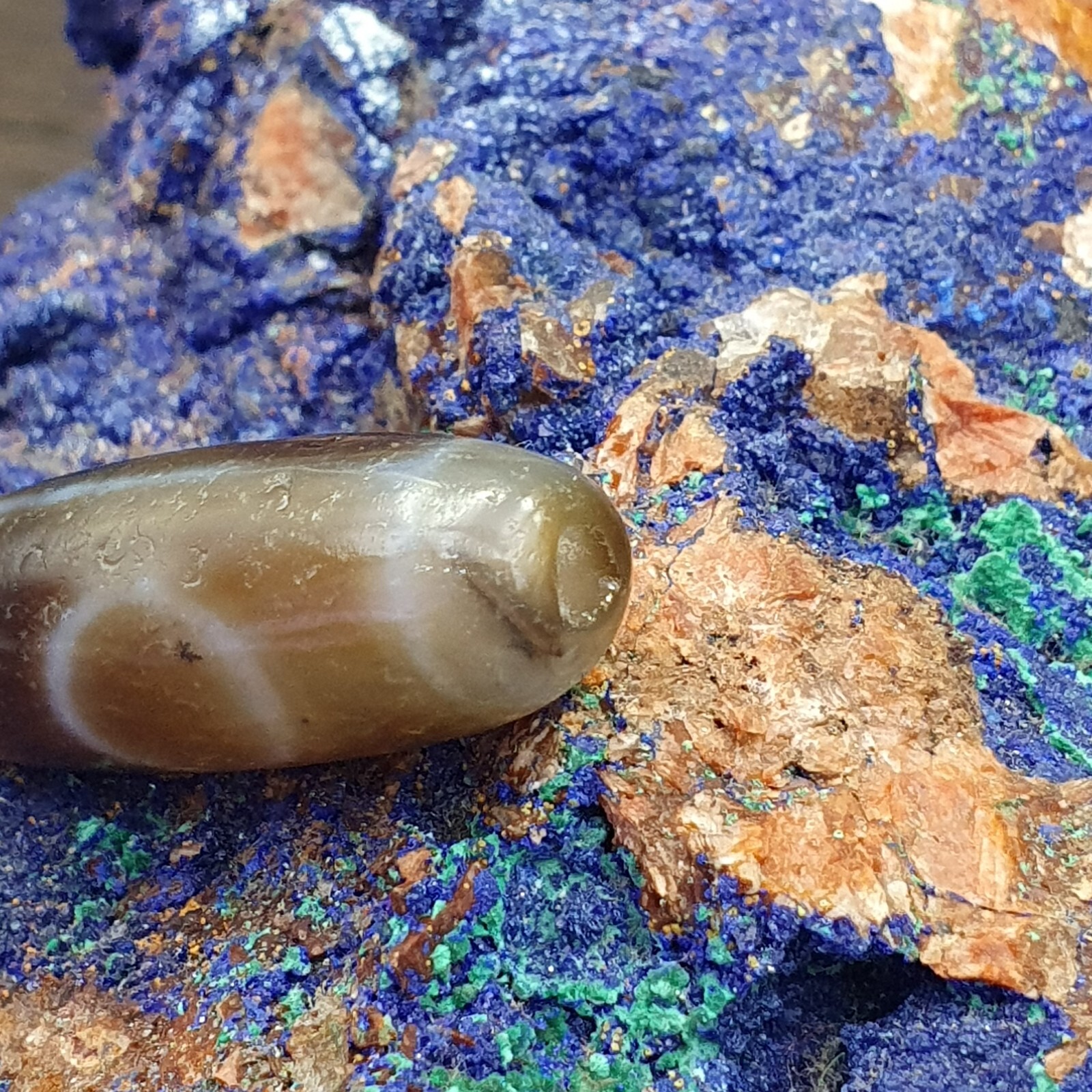 Antique Old Tibetan 2Circle Eyes Agate stone Dzi Bead Amulet HQ-8