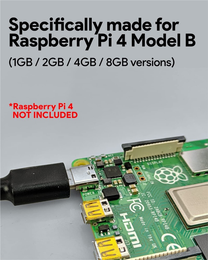 Argon USB C Power Supply with Switch | Raspberry Pi 4 Black