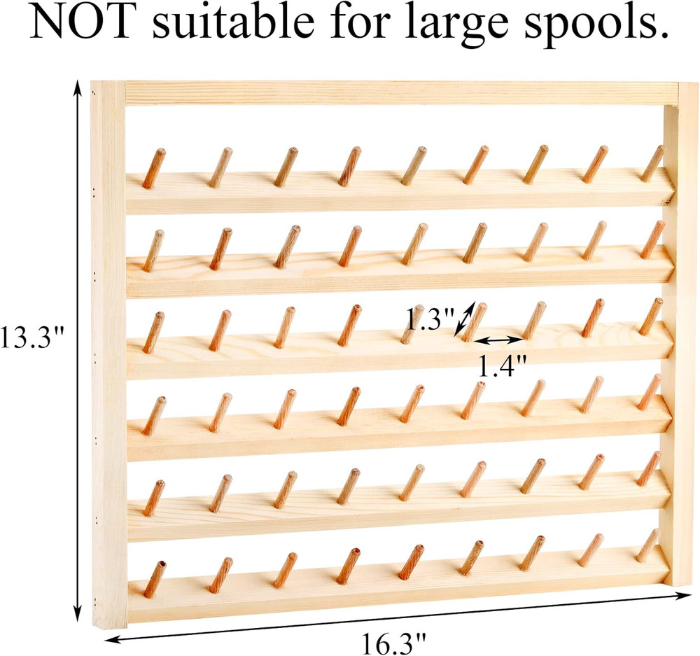 2 Pack 54 Spools Wooden Thread Holder, Large Racks, Wall Mount Storage Organizer