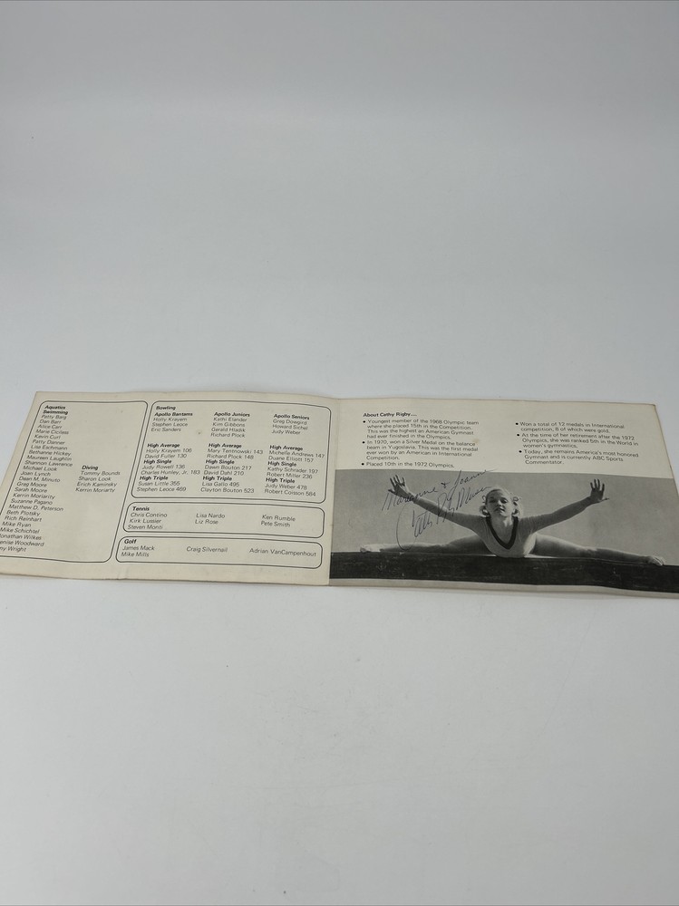 IBM Junior Watson Trophy Dinner 1977 Program Signed by Cathy Rigby Kingston NY