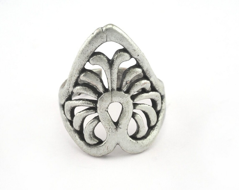 Adjustable Ring Antique Silver Plated Brass (18mm 8US inner size) 2671