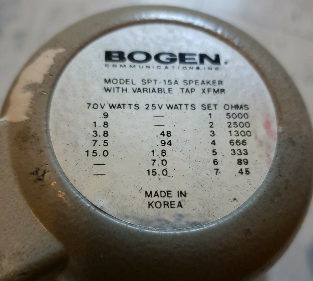 Bogen Communications Model SPT-15A Speaker with Variable Tap XFMR ~ BOGEN SPT15A