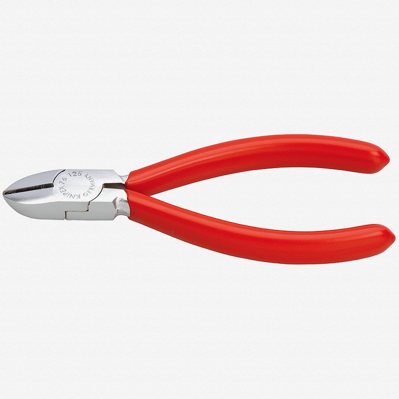 Knipex 5" Diagonal Cutters for electromechanics - Chrome w/ Plastic Grip