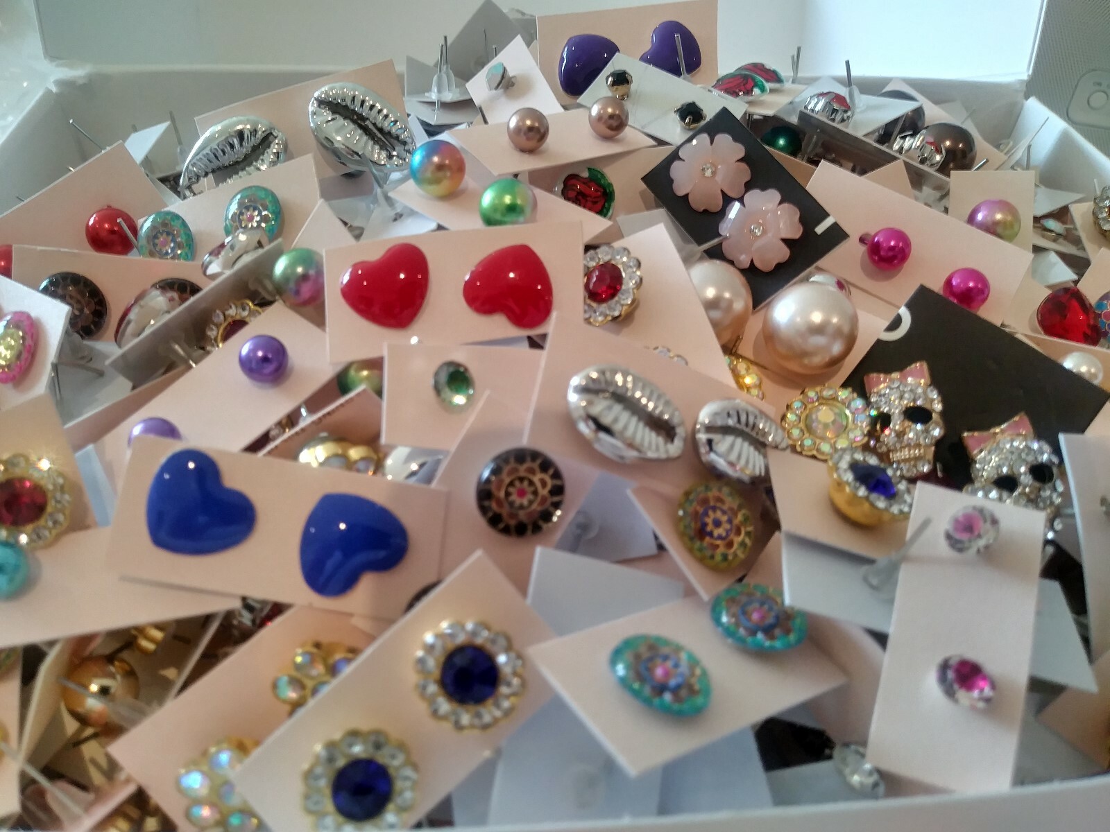 Wholesale Lot of 50 Pairs of Assorted Stud Earrings New Bling Glam