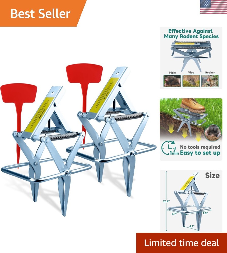 Durable Reusable Mole Traps - Fast Setup Eco-Friendly Pest Eliminators 2 Pack