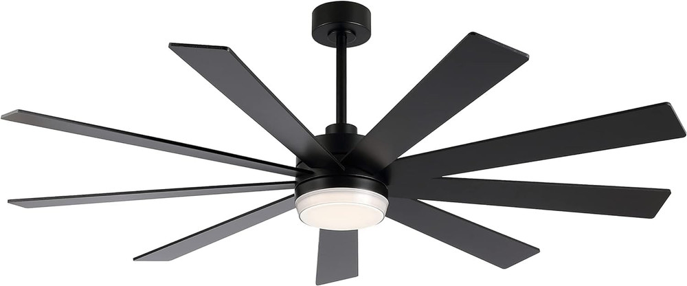 72" Black Ceiling Fan with Light, 6-Speed Remote, Reversible DC Motor, Modern De
