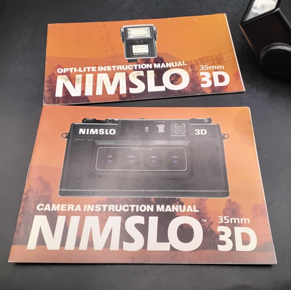 (BoxI) Nimslo 3D Camera Opti-Lite Flash with Manuals (Camera/Flash) UNTESTED