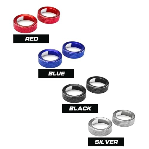 2PCS Aluminum Air Condition Switch Button Knob Cover A/C Centre Control Red