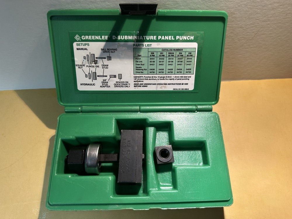 Greenlee RS232 D- Subminiature Panel Punch