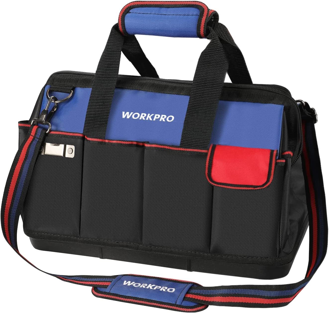 WORKPRO 18"Tool Bag Tool Tote Waterproof with Base and Adjustable Shoulder Strap
