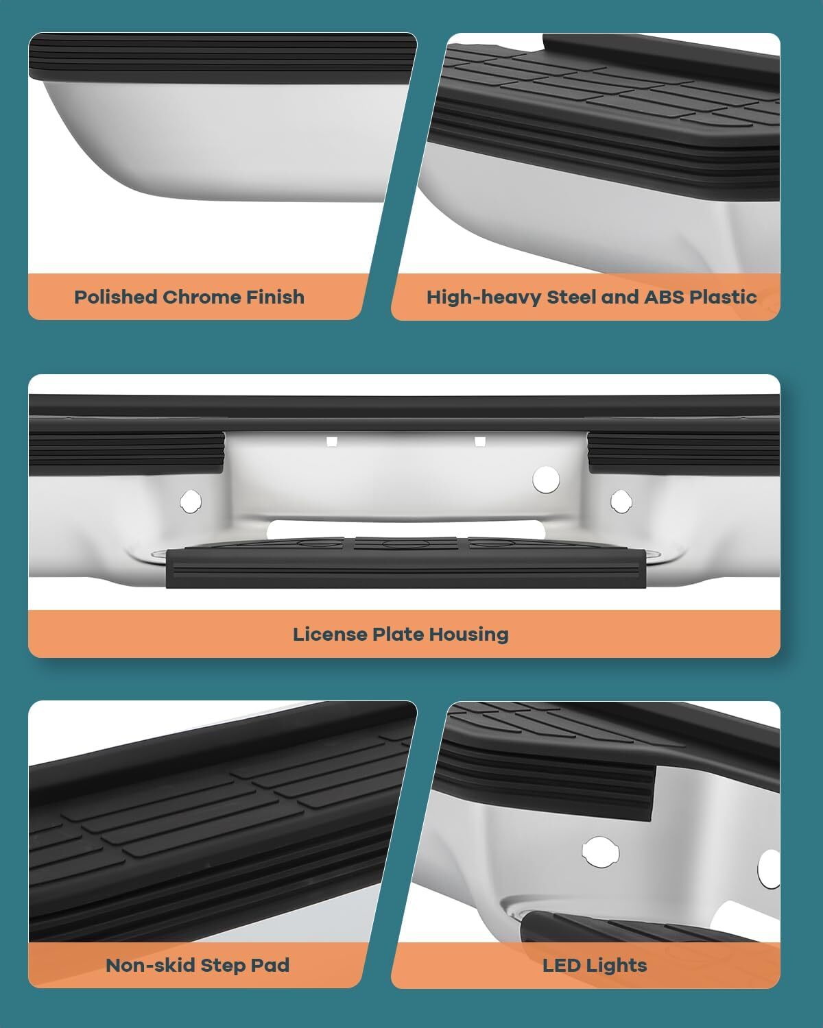 Rear Bumper For 1988-2000 Chevy Silverado GMC Sierra C/K 1500 2500 Chrome Steel