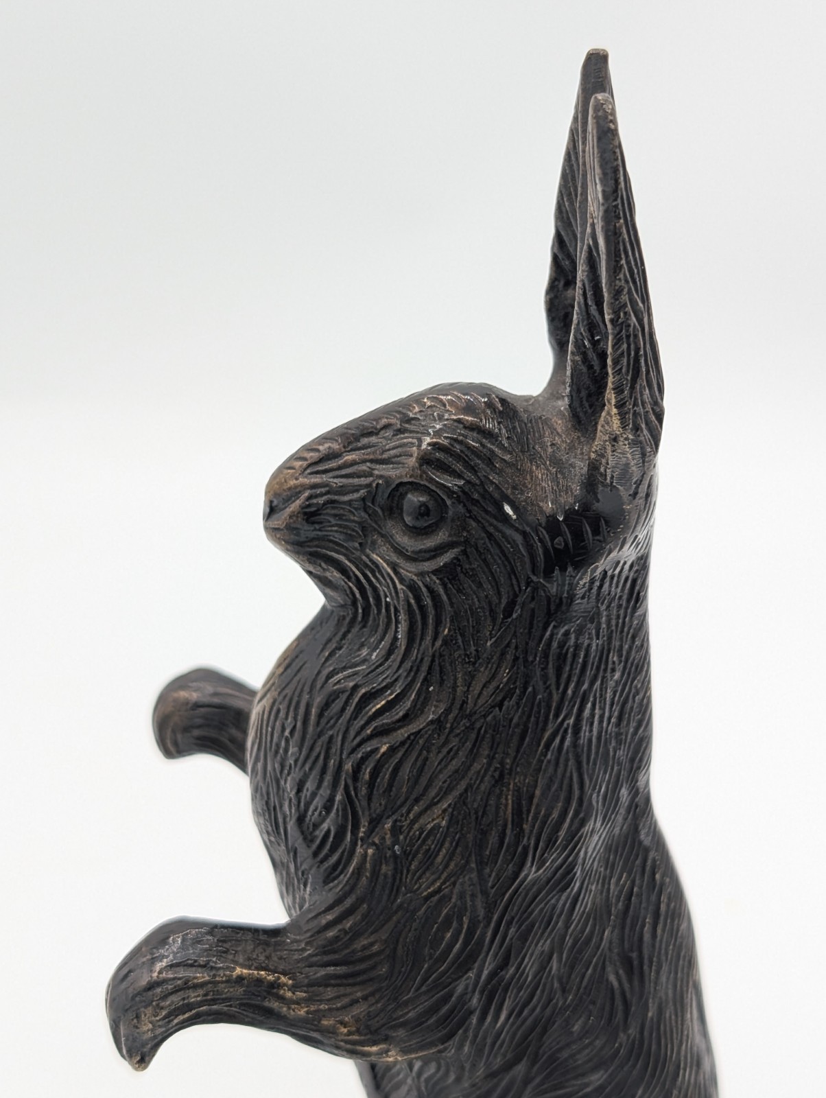 Vintage Bronze Standing Rabbit Hare Doorstop Figurine Sculpture Heavy Bronze Art