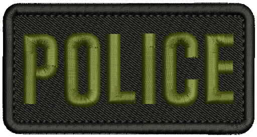 POLICE embroidery patch 4x2 hook od green