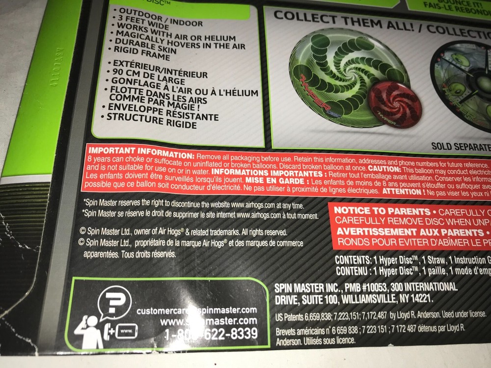 NOS Rare AIR HOGS Giant 3’ Diameter HYPER DISC Hovering ZIG-ZAG Disk INFLATABLE