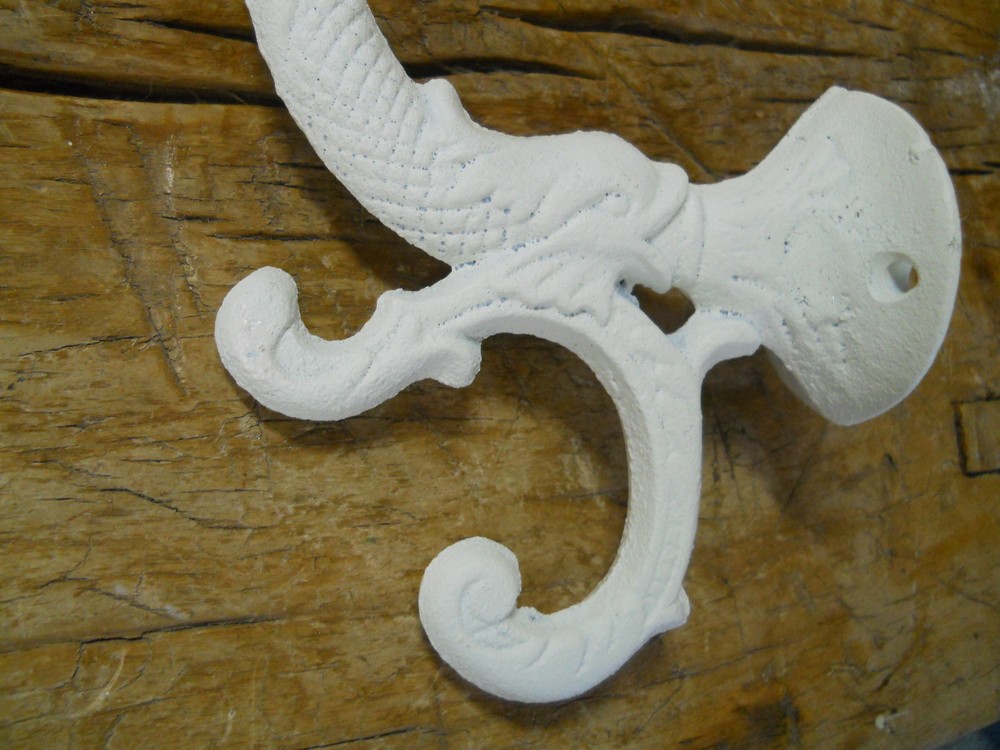 2 Cast Iron NAUTICAL Coat Hooks Hat Hook Rack Hall Tree Restoration DOLPHIN FISH